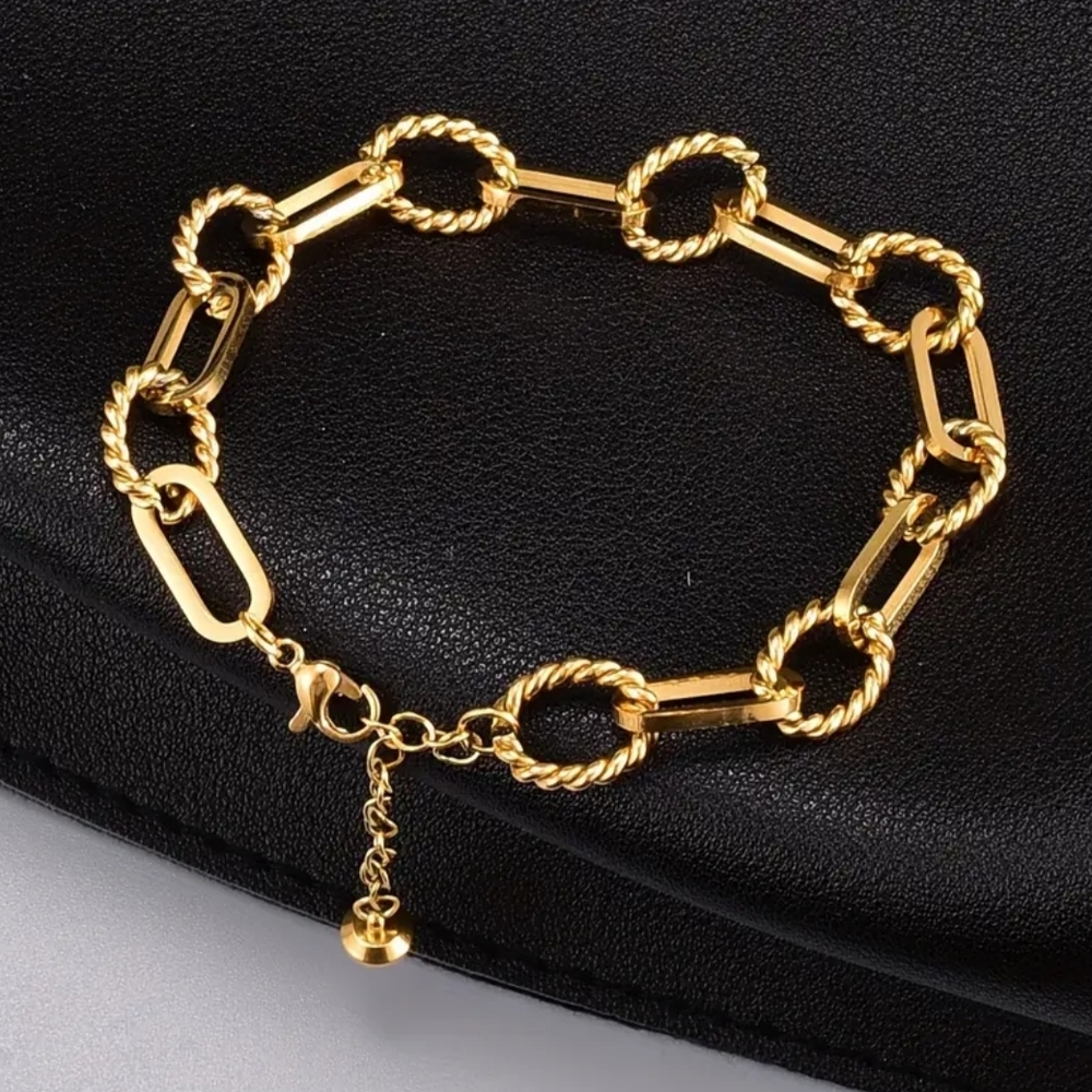 18 KT Gold Over Titanium Link Bracelet